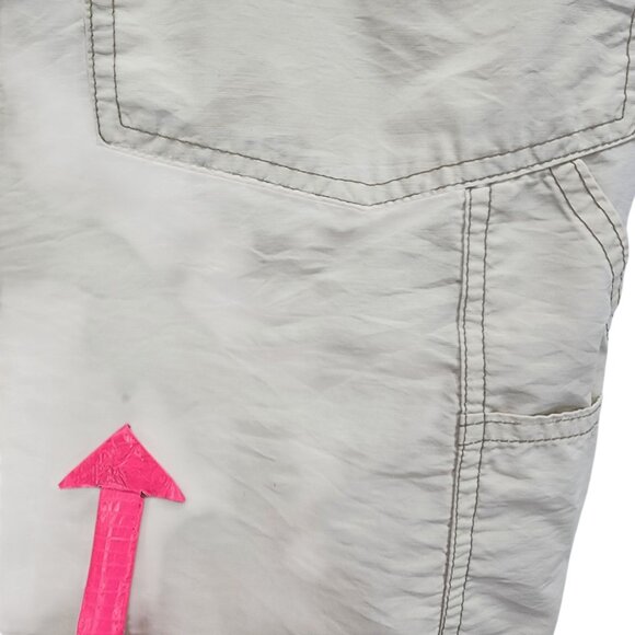 Vintage Structure Mens Medium Carpitrooper Pants Parachute Baggy Ivory Khaki - Picture 6 of 12